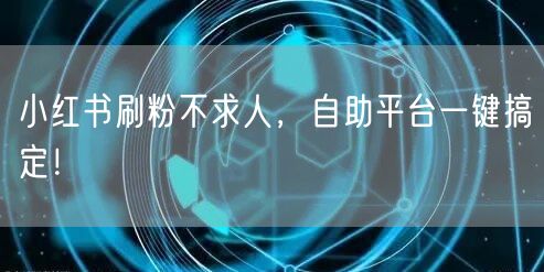 小红书刷粉不求人，自助平台一键搞定！
