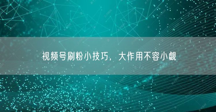视频号刷粉小技巧，大作用不容小觑